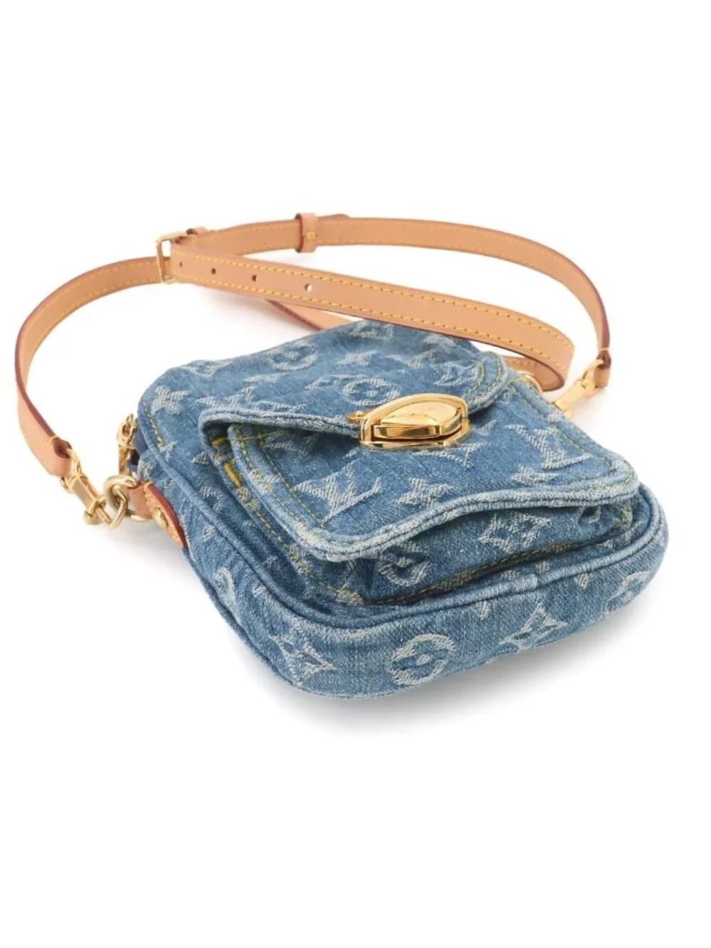 Louis Vuitton LV Remix Pochette Fairfax Shoulder Bag Monogram Denim Blue